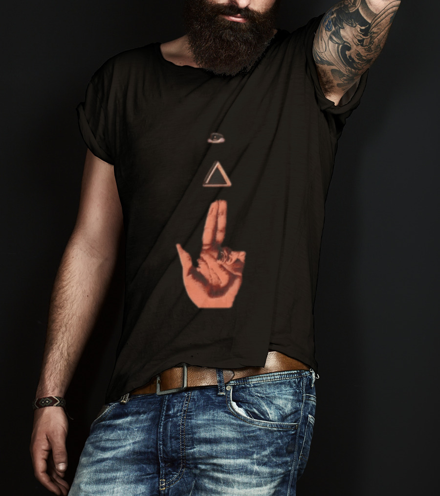 Hand Making Gun Gesture With Pyramid Eye T-Shirt