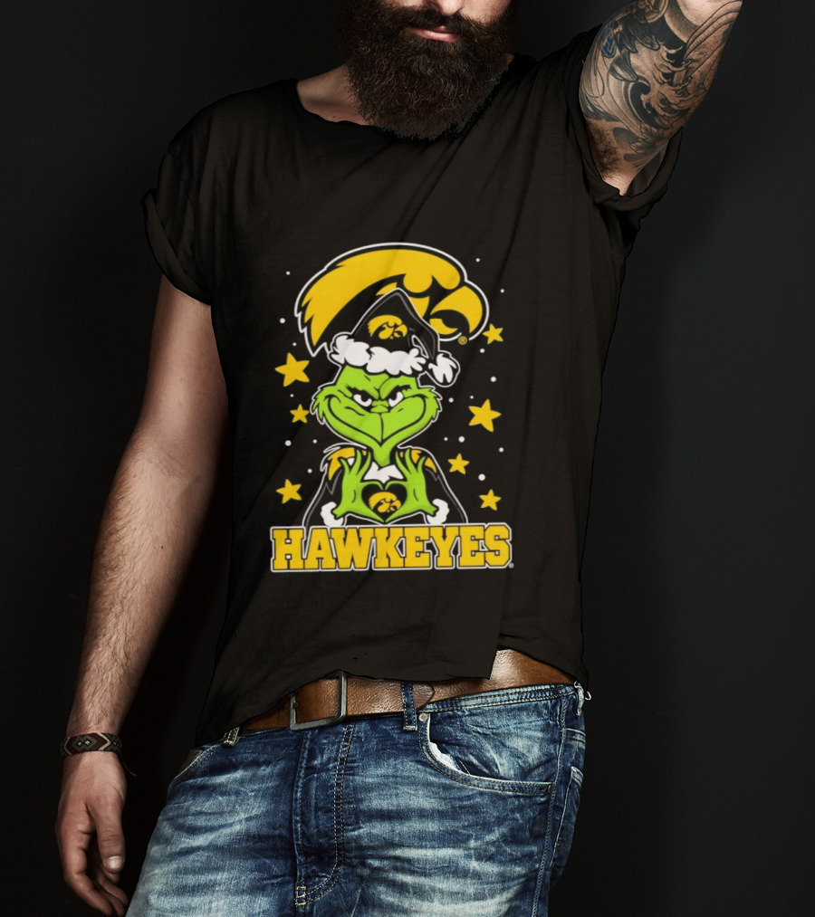 Iowa Hawkeyes Grinch Christmas NCAA Fan Gear T-Shirt