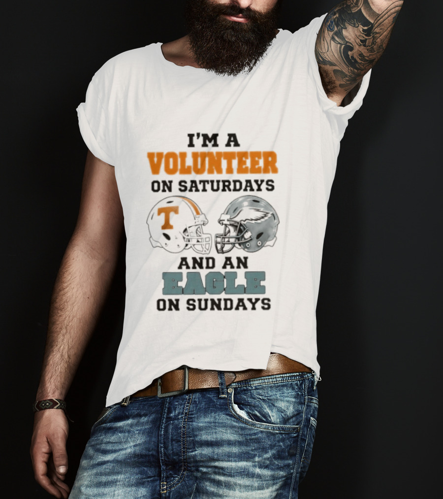 I'm A Volunteer On Saturdays And An Eagle On Sundays Football Helmets T-Shirt