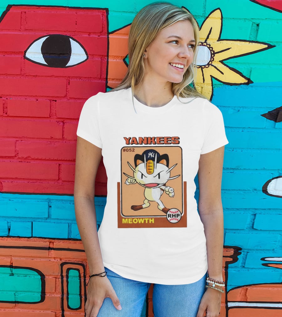 Yankees Meowth #052 RHP Baseball Card T-Shirt