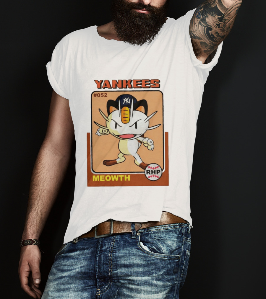 Yankees Meowth #052 RHP Baseball Card T-Shirt