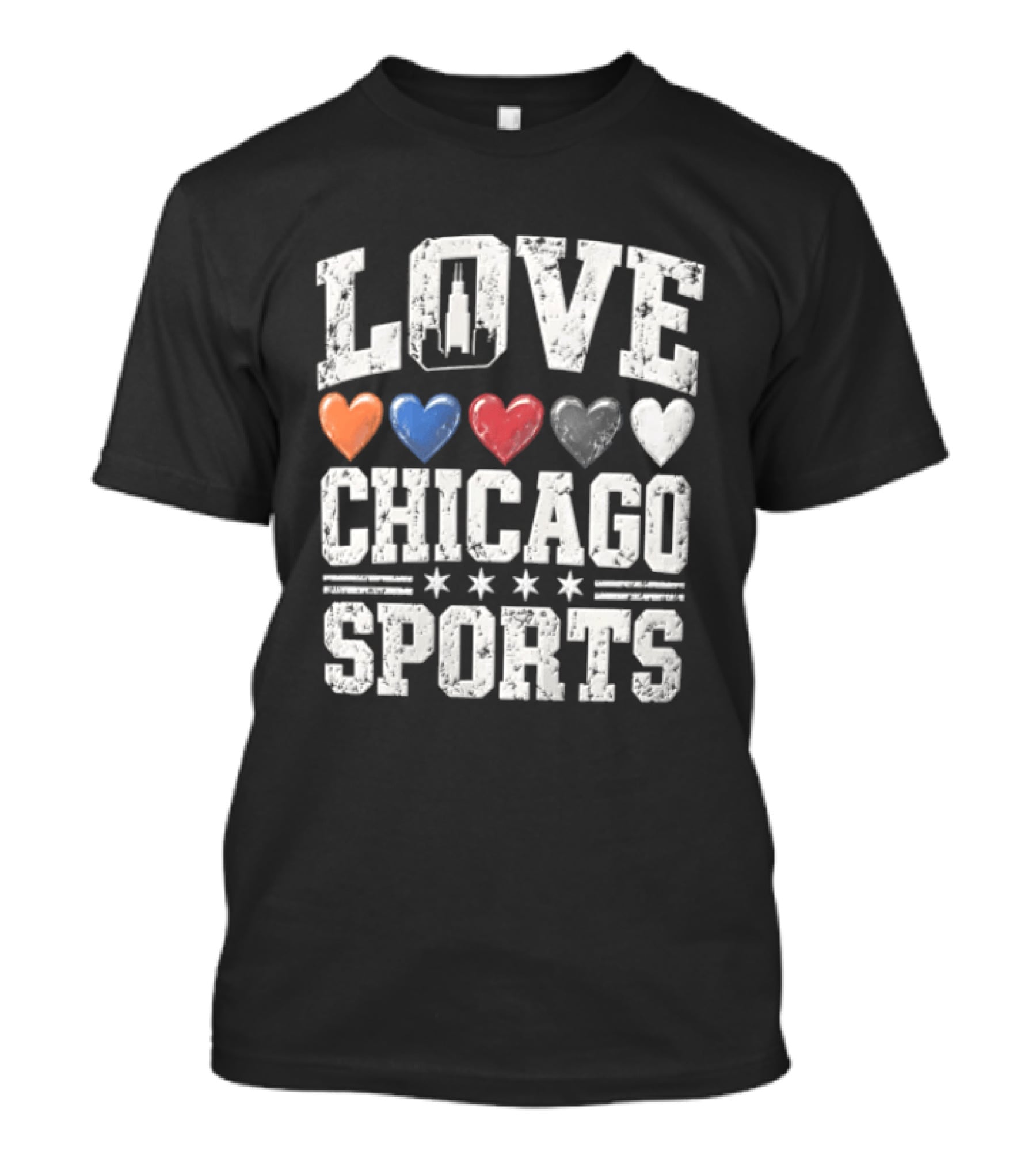 Love Chicago Sports Hearts Tower Stars T-Shirt