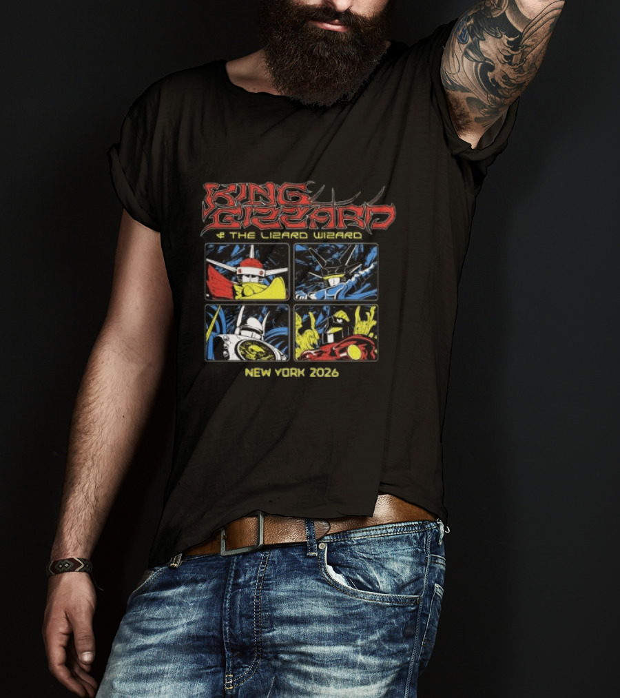 King Gizzard And The Lizard Wizard New York 2023 Robots Comic T-Shirt