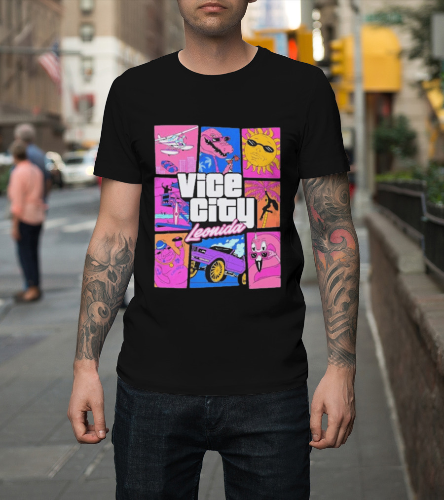 Vice City Leonida Sun Shades Crocodile Pink Car T-Shirt