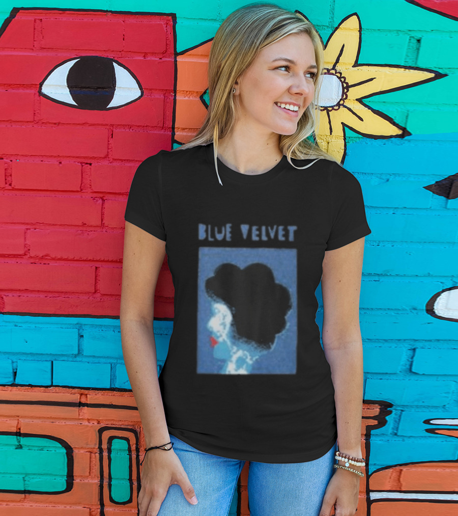 Blue Velvet Afro Silhouette Red Lips T-Shirt