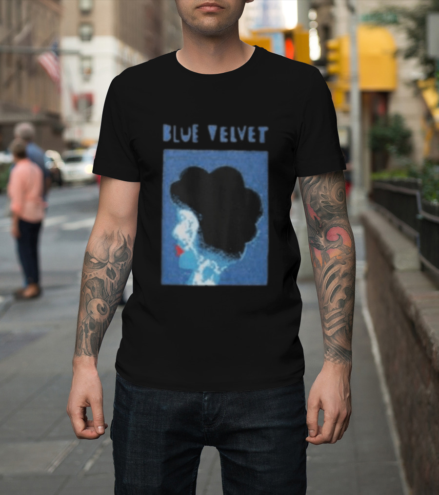 Blue Velvet Afro Silhouette Red Lips T-Shirt