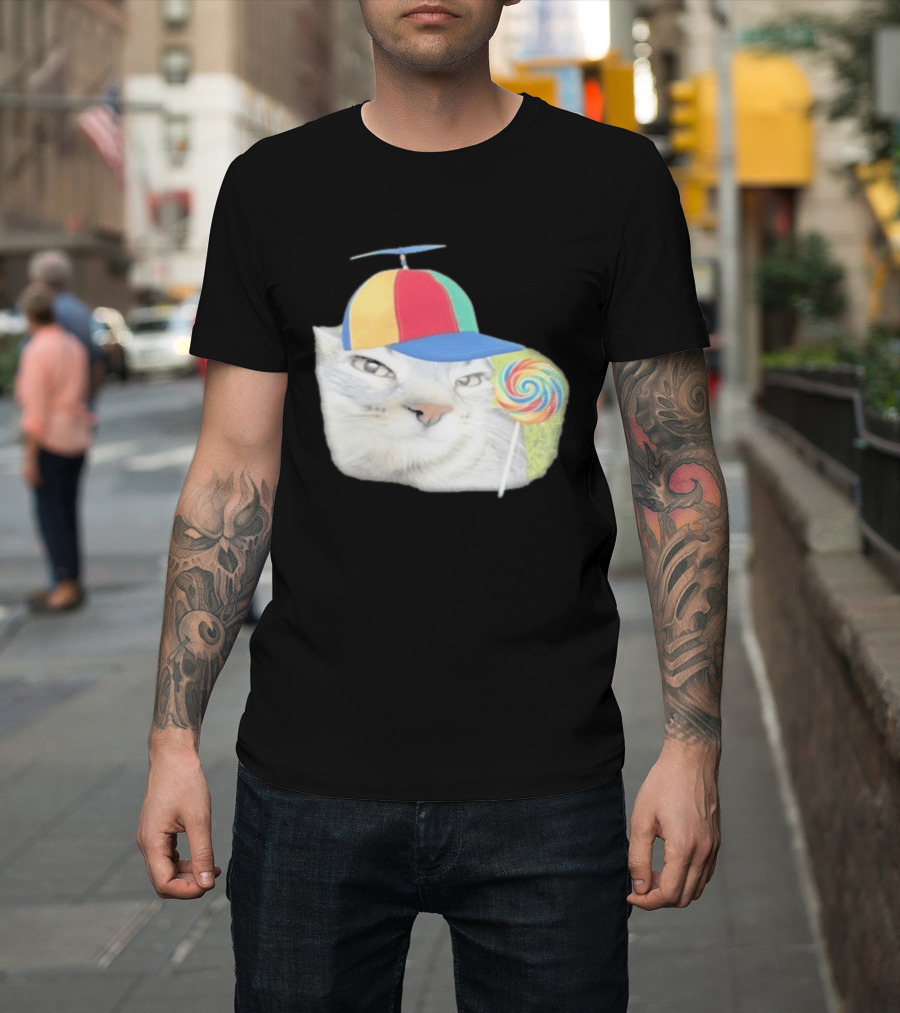 Silly Kitty Cat Candy Rainbow Cap Lollipop T-Shirt