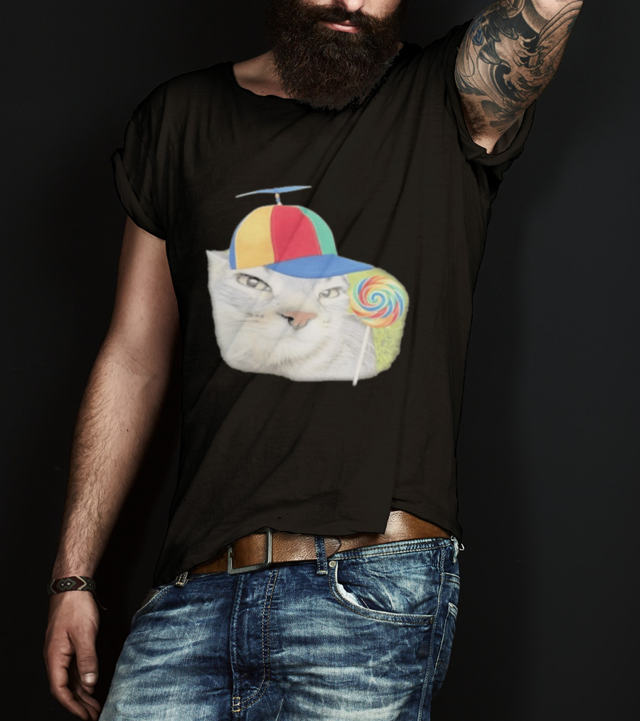 Silly Kitty Cat Candy Rainbow Cap Lollipop T-Shirt