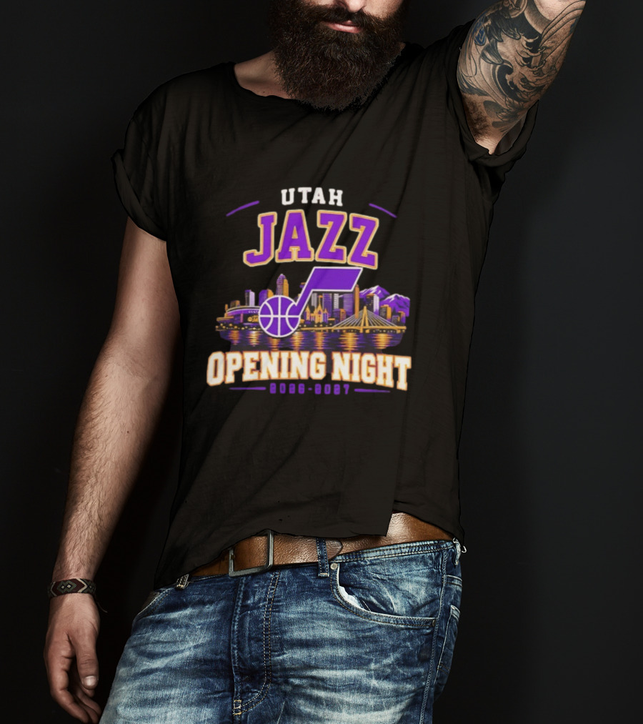 Utah Jazz NBA Opening Night 2026 2027 Skyline T-Shirt