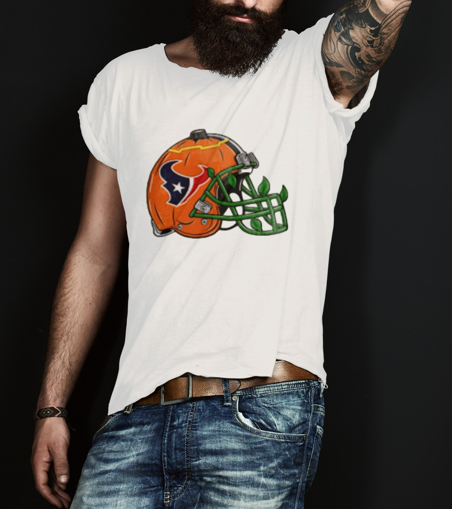 Houston Texans Pumpkin Helmet Halloween Football Fan T-Shirt