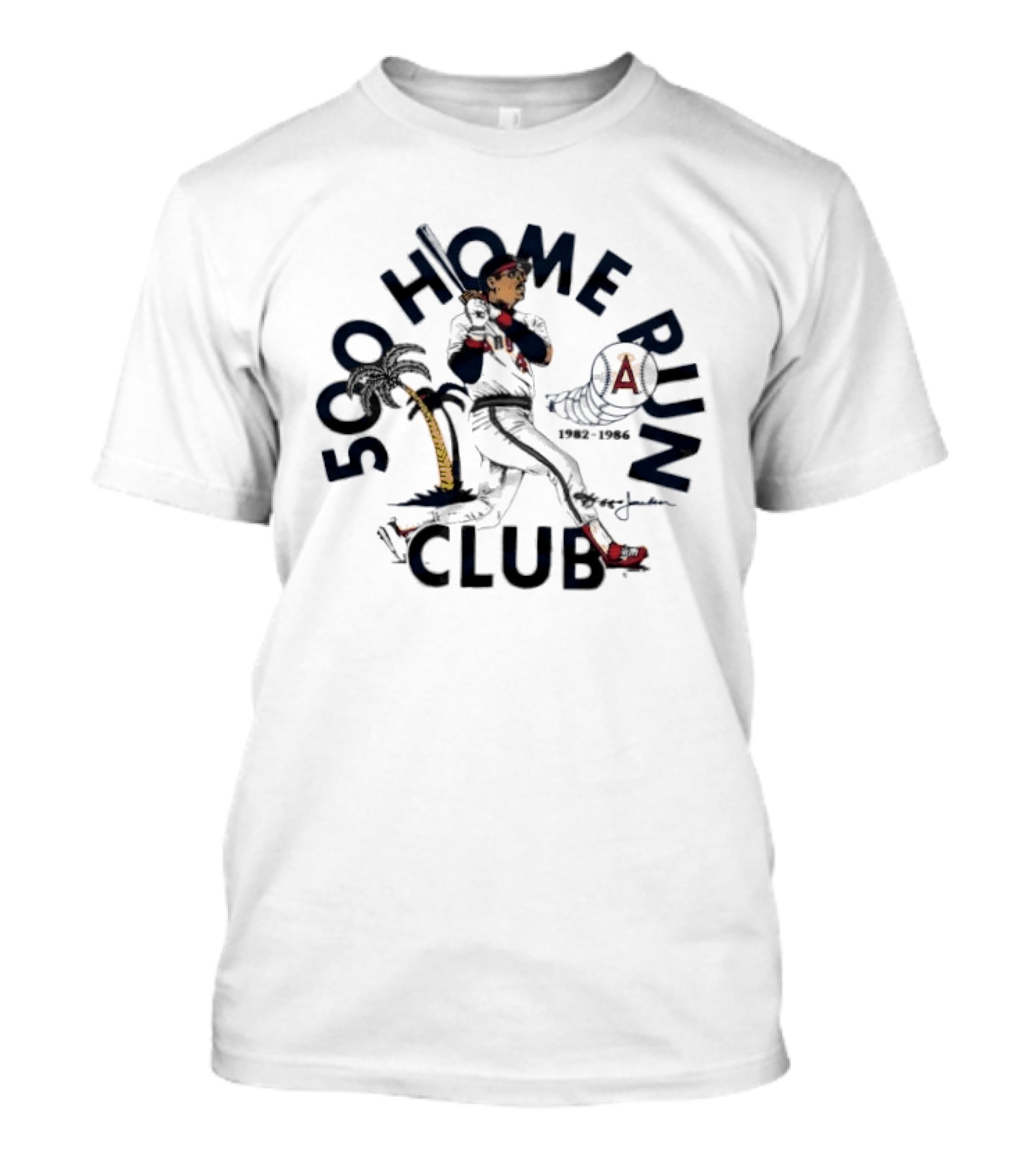 Los Angeles Angels Reggie Jackson 500 Home Run Club California 1982 T-Shirt