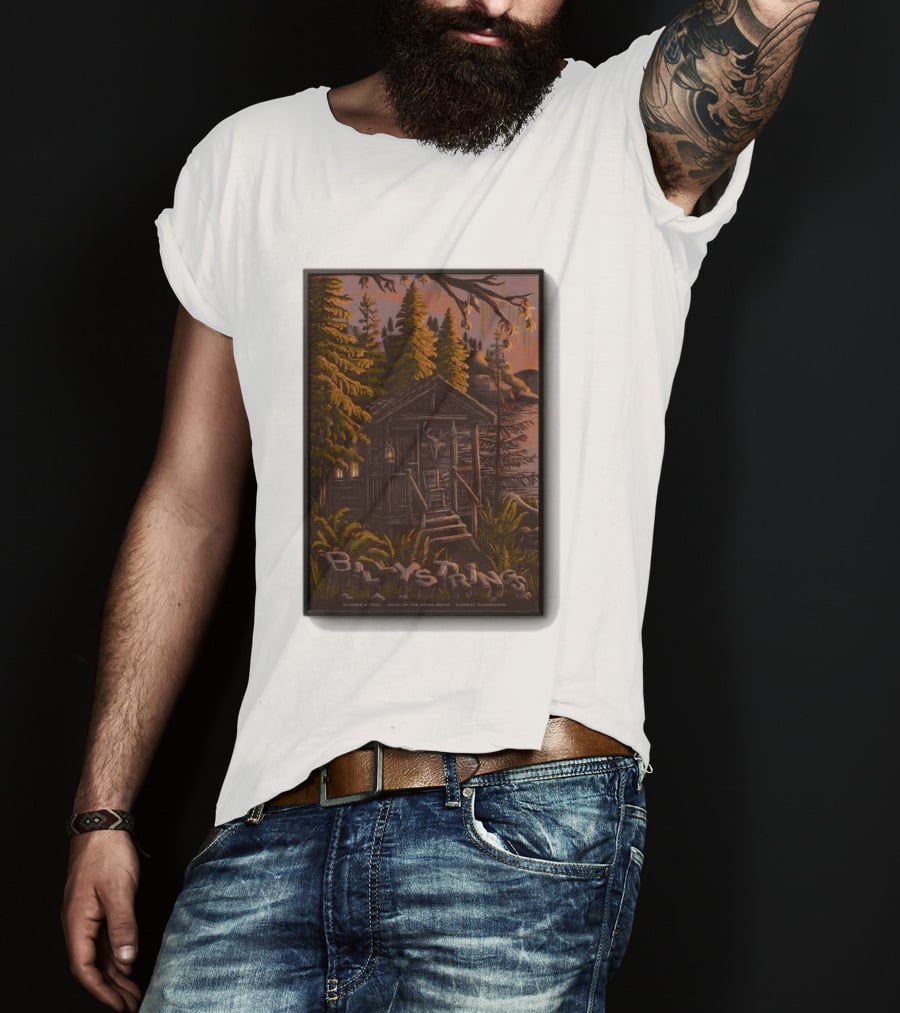 Billy Strings Concert Angel Of The Winds Arena Everett WA Oct 9 2026 Cabin Scene T-Shirt