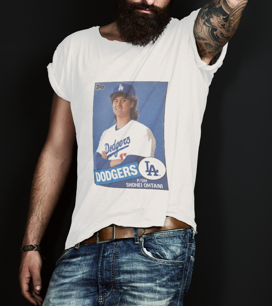 Shohei Ohtani Dodgers P/DH 80s Topps Los Angeles Baseball Card T-Shirt