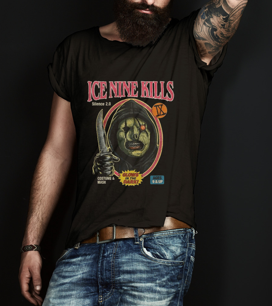 Ice Nine Kills Silence 2.0 Mask Costume Glows In The Dark Ages 9 And Up T-Shirt