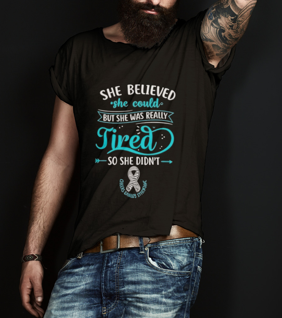 She Believed She Could But She Was Really Tired So She Didn't Chronic Fatigue Syndrome Awareness Ribbon T-Shirt