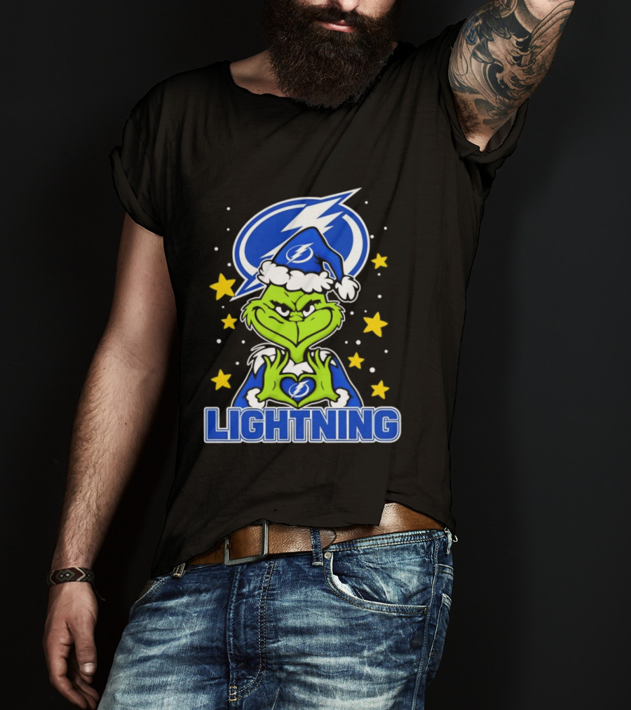 Tampa Bay Lightning Christmas Grinch Holiday Fan T-Shirt