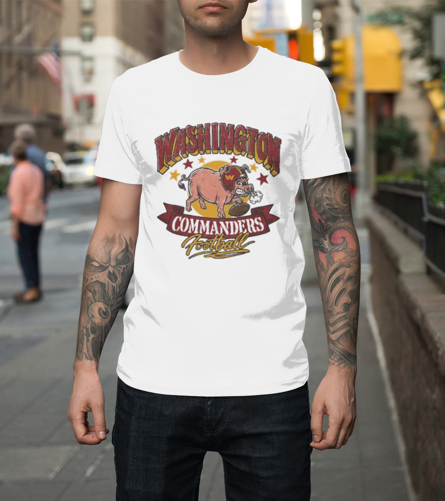 Washington Commanders Football Angry Pig Helmet Stars T-Shirt
