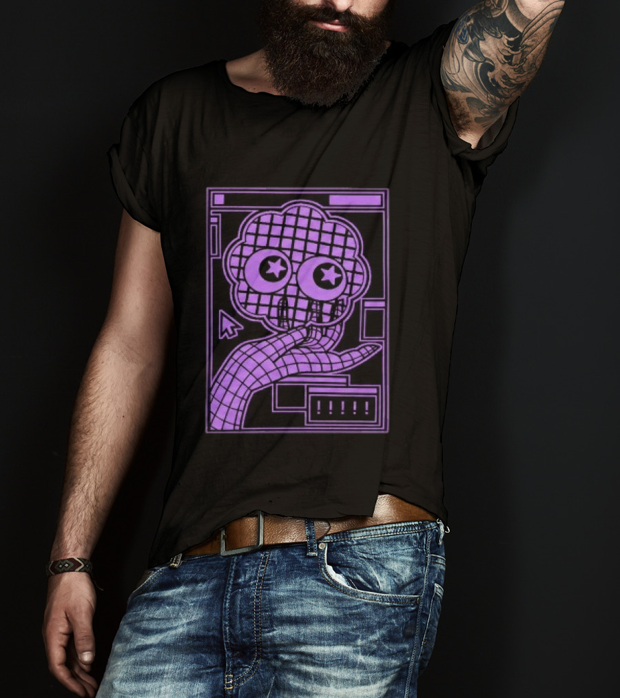 Ranboo Store The Parti Pixel Star Eyed Retro Grid Hand And Cloud T-Shirt