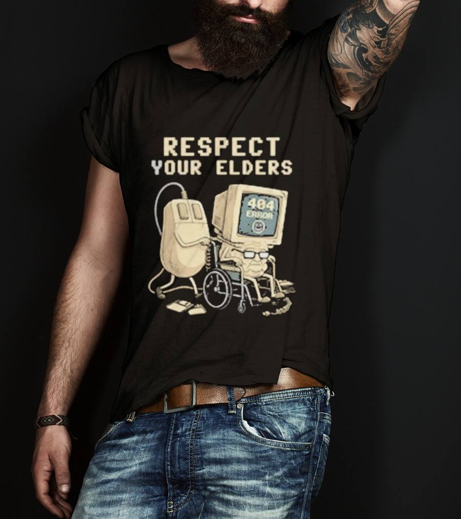 Respect Your Elders 404 Error Tech Hilarious Old Computer Mouse T-Shirt
