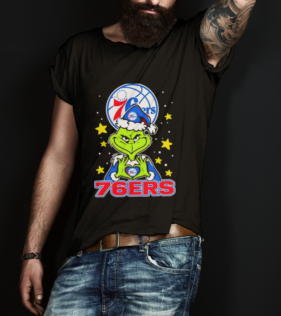 Philadelphia 76ers Christmas Grinch Basketball Holiday T-Shirt