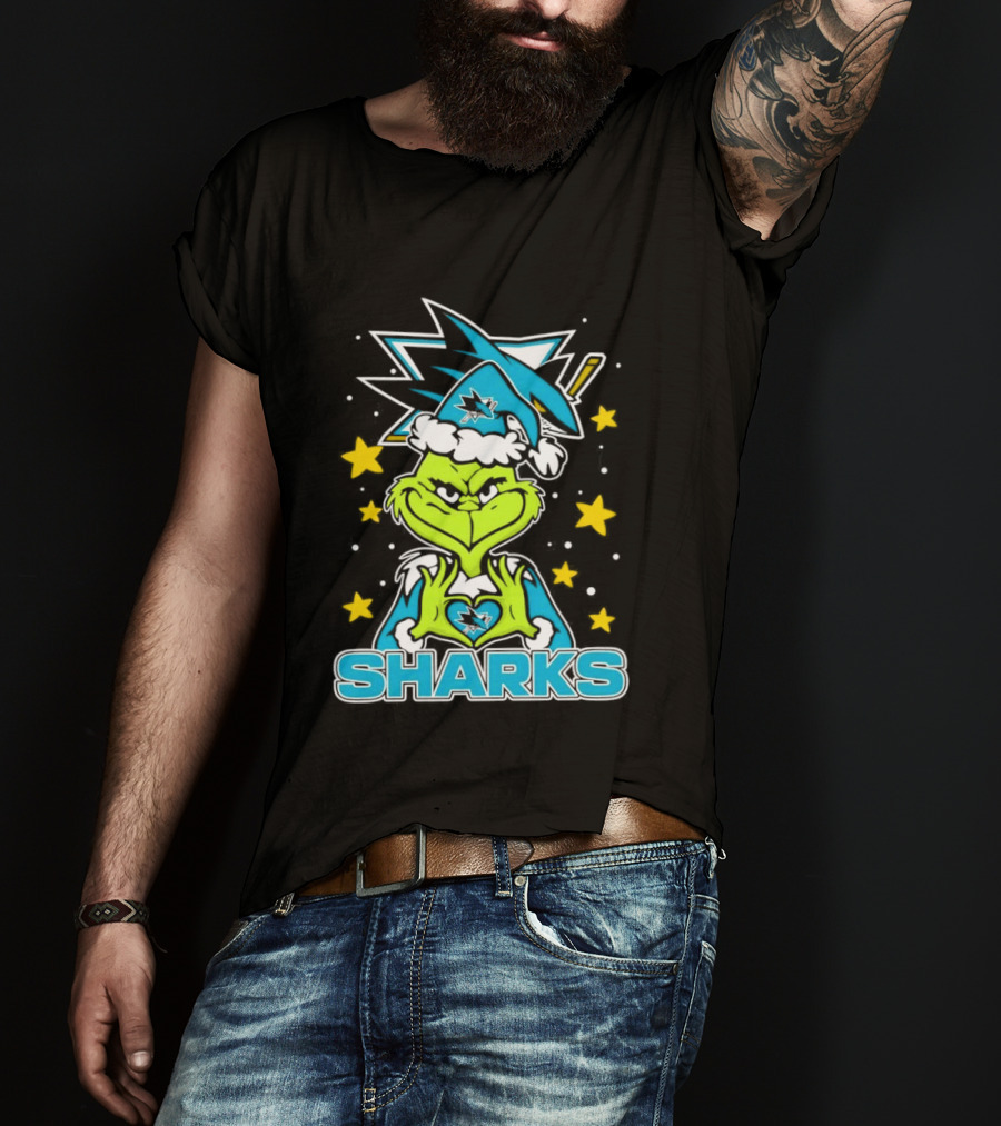 The Grinch San Jose Sharks Christmas NHL Holiday Collaboration T-Shirt
