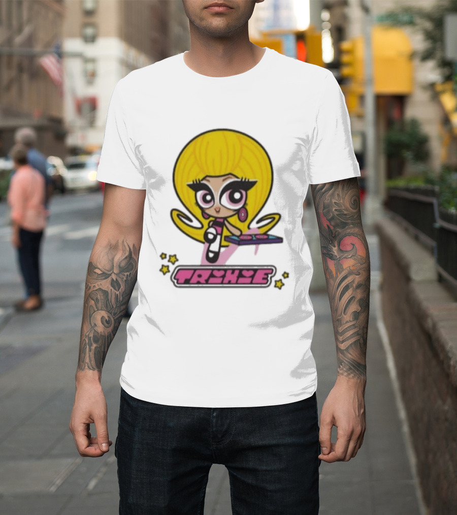 Trixie Mattel Powerpuff Girl Parody With Oversized Yellow Hair And Makeup T-Shirt