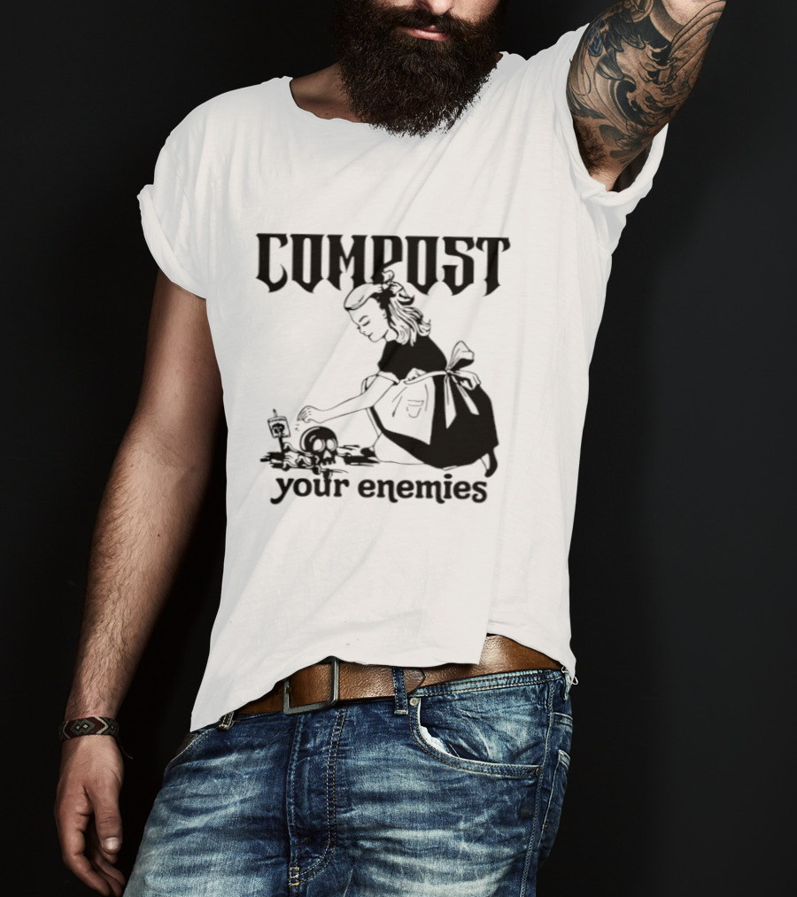 Compost Your Enemies Retro Gothic Style Gardening Skeleton T-Shirt