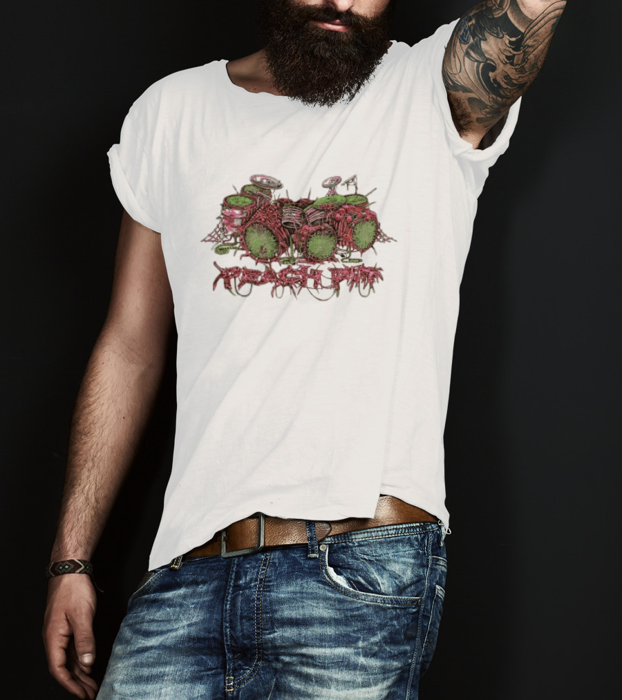 Peach Pit Meat Drums Drumming Kit Artful Display T-Shirt