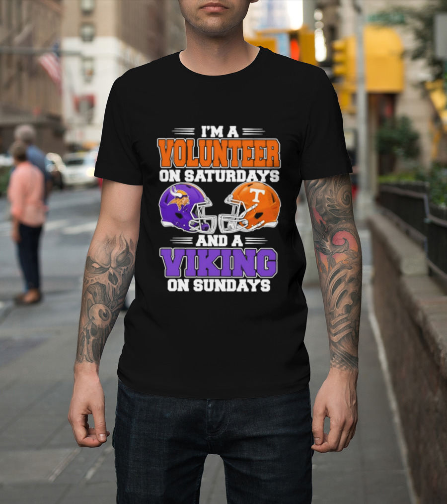 I'm A Volunteer On Saturdays And A Viking On Sundays Football Helmets T-Shirt