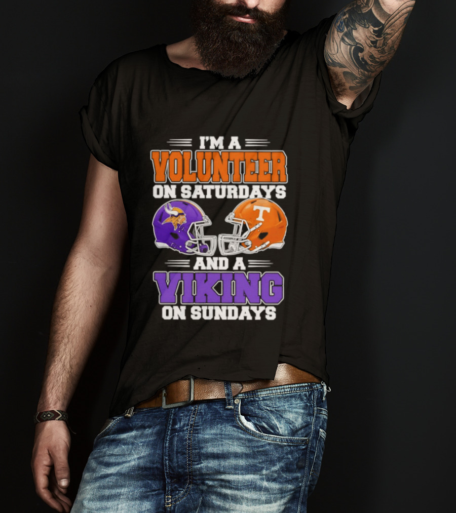 I'm A Volunteer On Saturdays And A Viking On Sundays Football Helmets T-Shirt