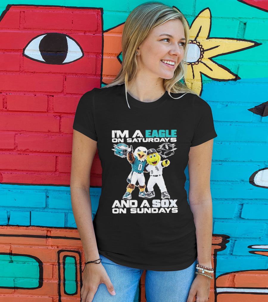 I'm An Eagle On Saturdays And A Sox On Sundays Football Baseball Mascots T-Shirt