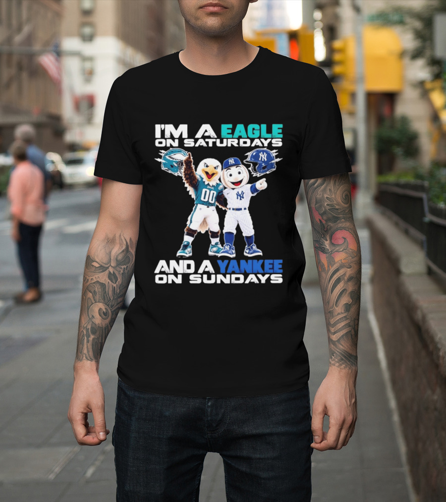I'm An Eagle On Saturdays And A Yankee On Sundays Eagle And Yankee Helmets Mascots T-Shirt