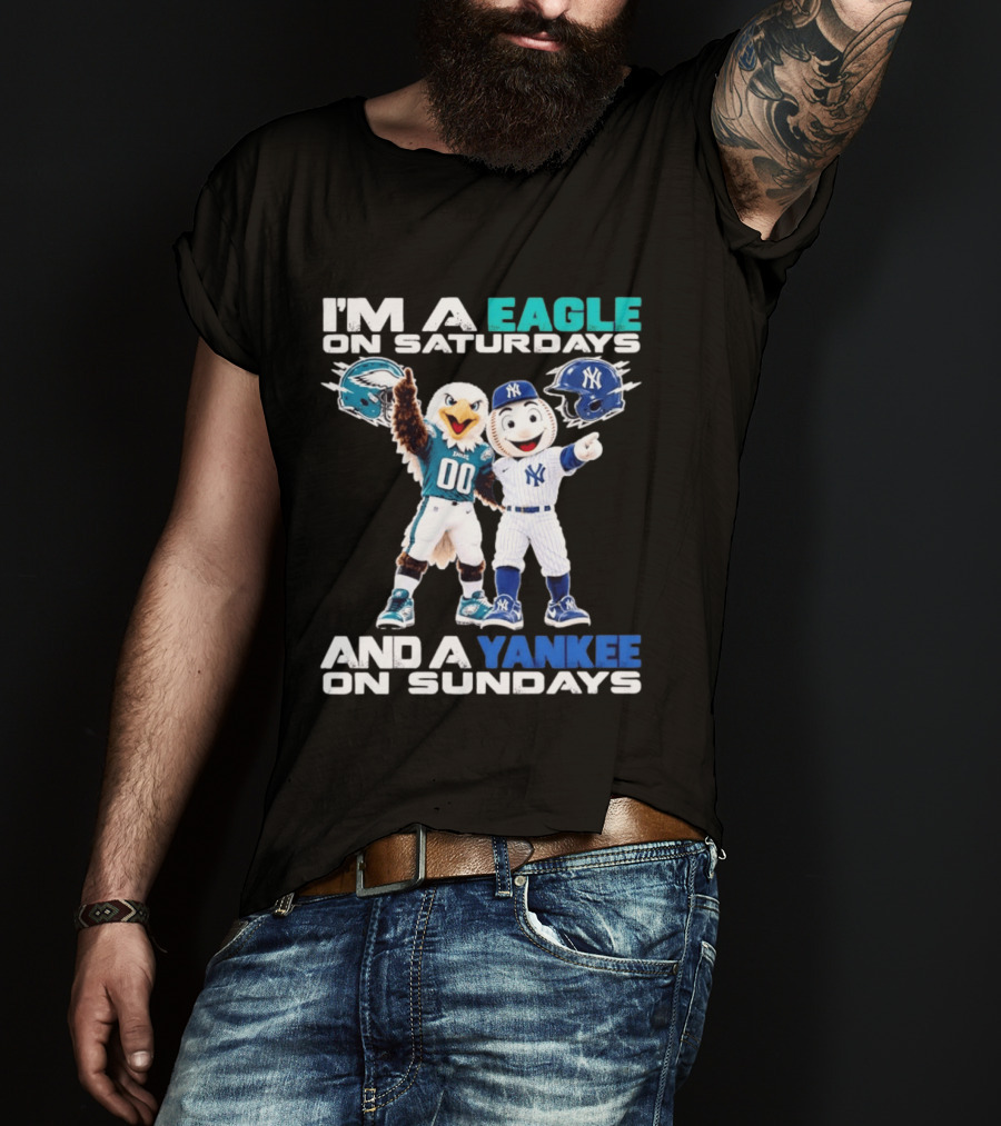 I'm An Eagle On Saturdays And A Yankee On Sundays Eagle And Yankee Helmets Mascots T-Shirt