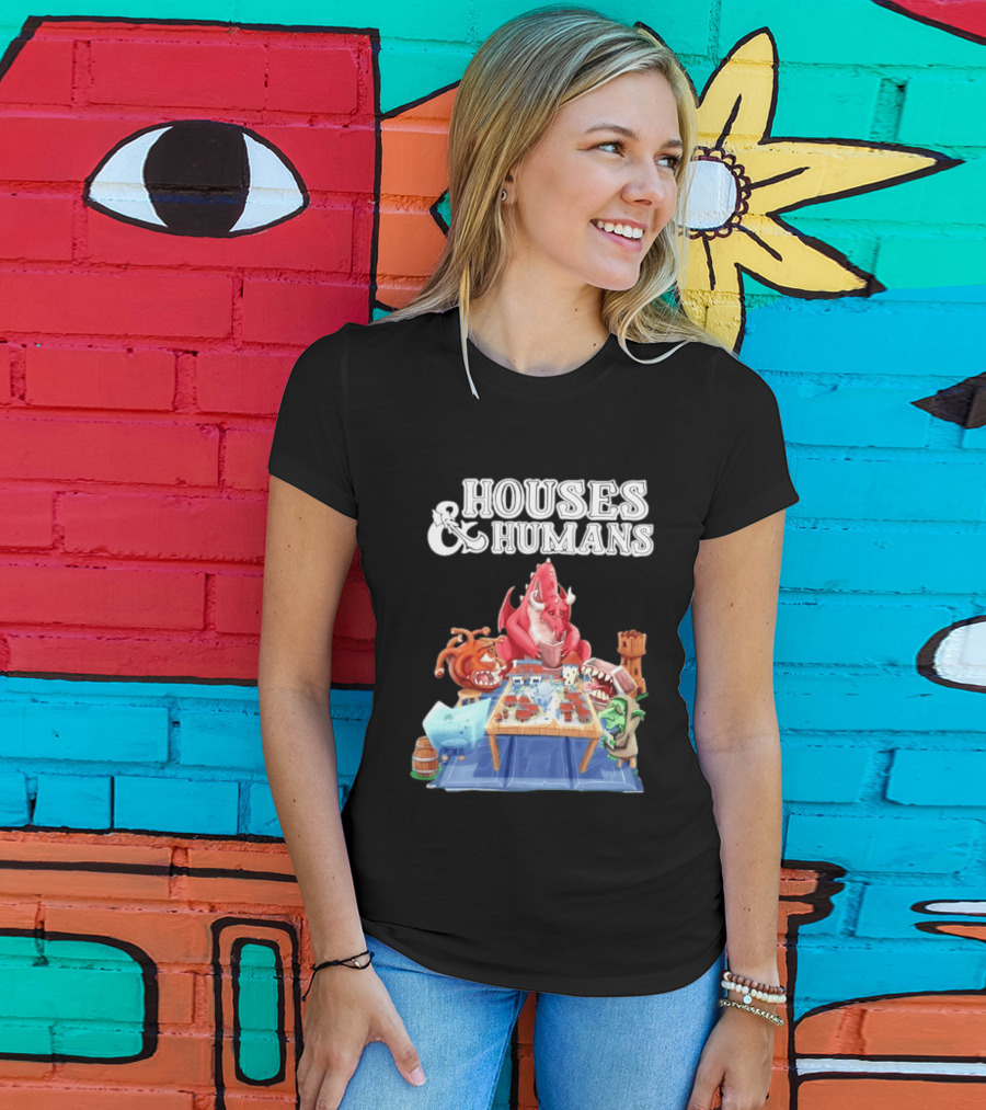 Houses And Humans Halloween Game Monsters Playing Board Game T-Shirt