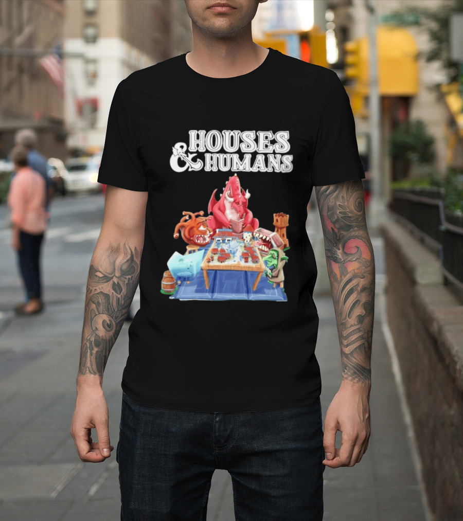 Houses And Humans Halloween Game Monsters Playing Board Game T-Shirt
