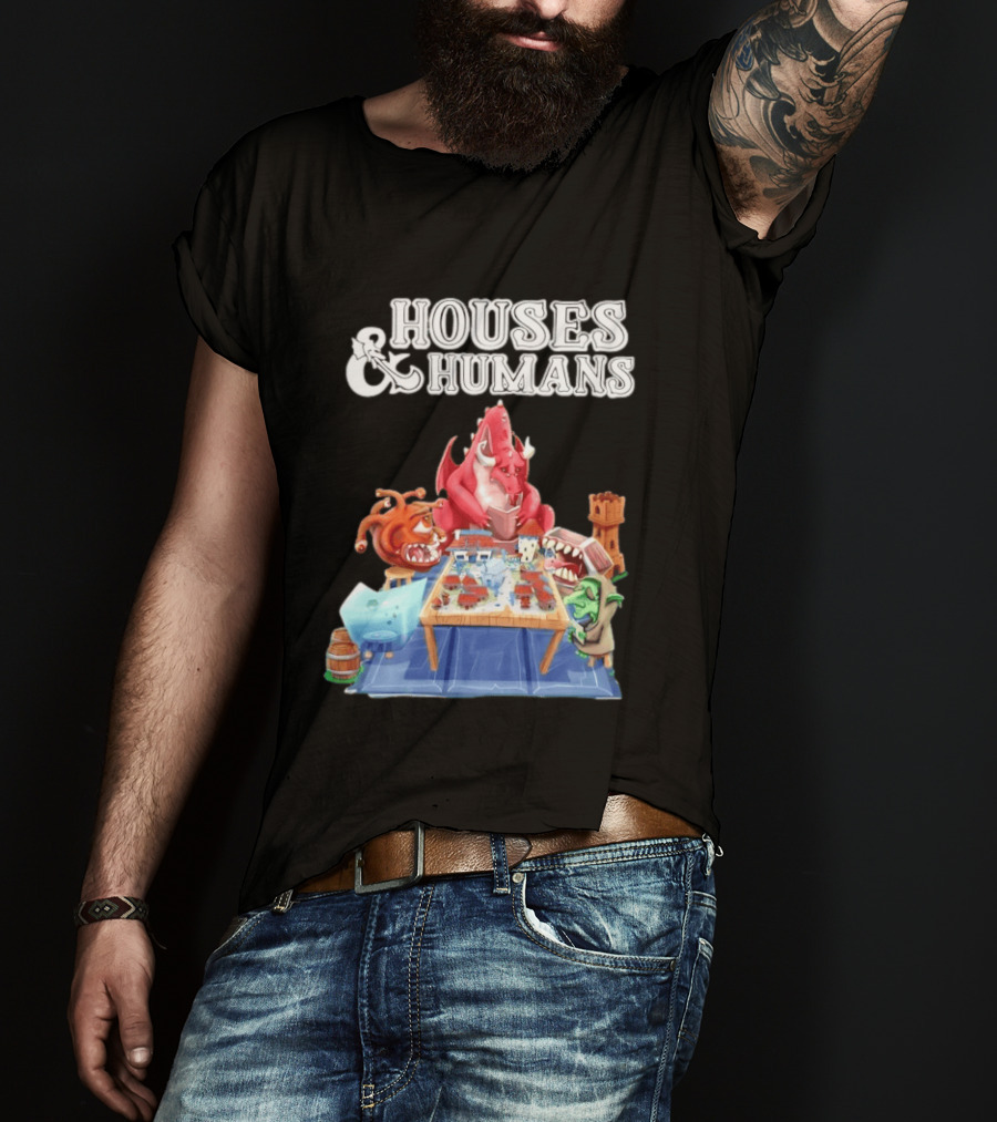 Houses And Humans Halloween Game Monsters Playing Board Game T-Shirt
