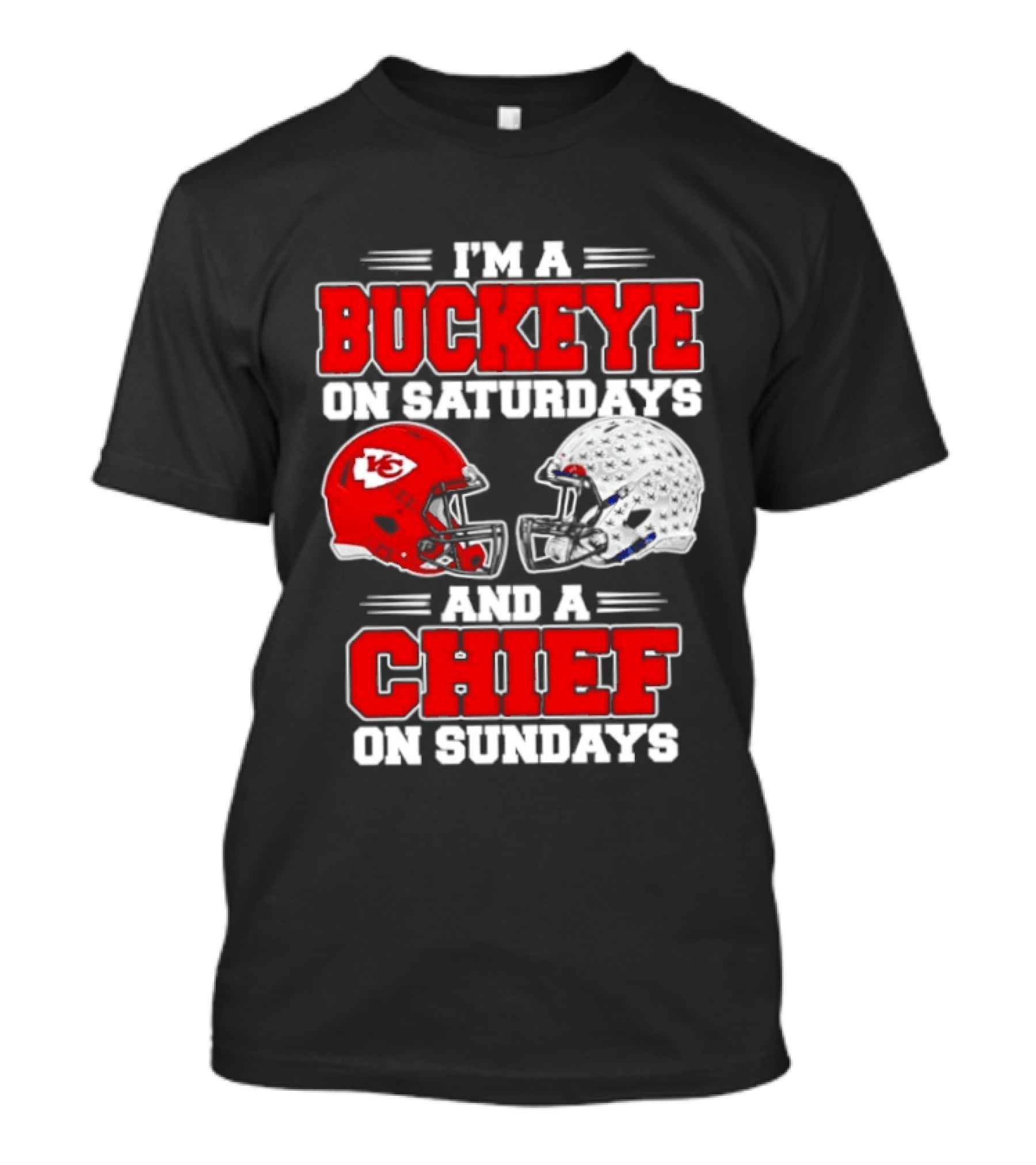 Ohio State Buckeye Saturdays Kansas City Chiefs Sundays Football Helmets T-Shirt