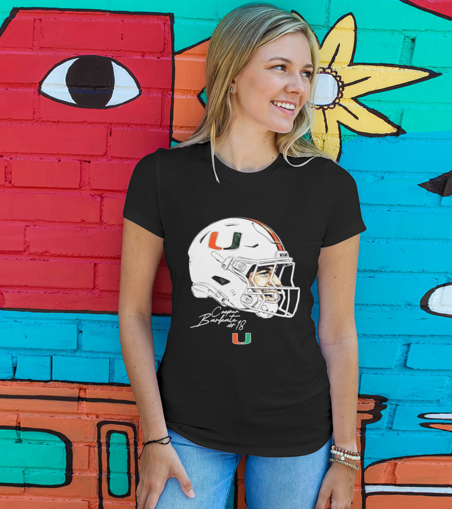 NCAA Football Miami Hurricanes Cooper Barkate #18 Game Face Helmet Miami T-Shirt