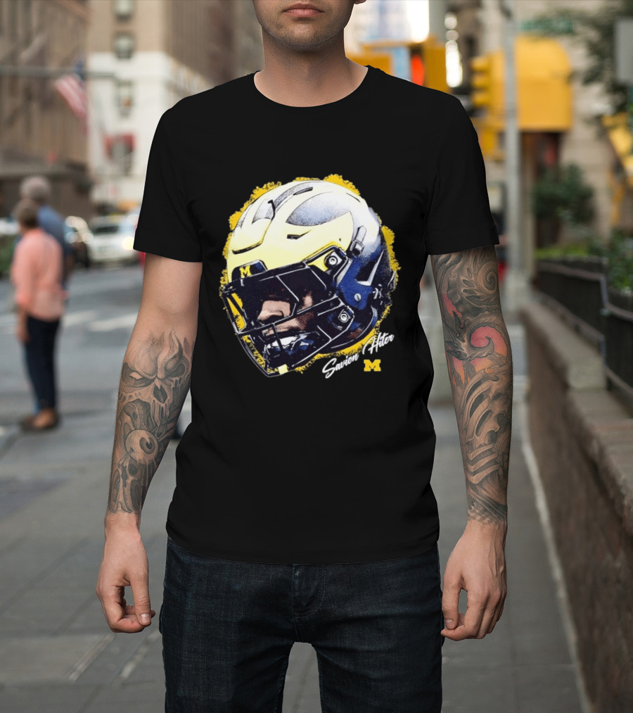 NCAA Football Michigan Wolverines Savion Hiter Game Face Helmet M T-Shirt