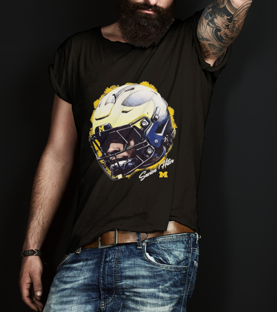NCAA Football Michigan Wolverines Savion Hiter Game Face Helmet M T-Shirt
