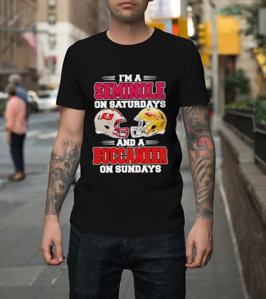 I'm A Seminole On Saturdays Buccaneer On Sundays Football Helmets T-Shirt