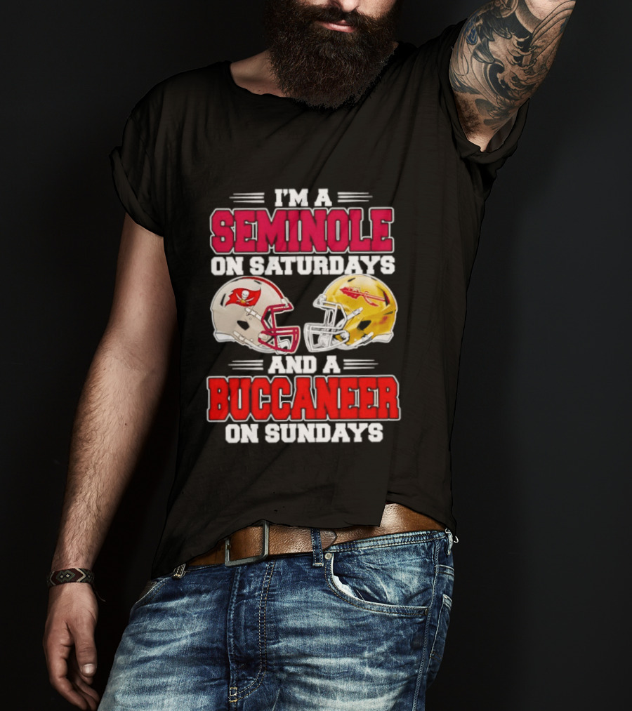 I'm A Seminole On Saturdays Buccaneer On Sundays Football Helmets T-Shirt