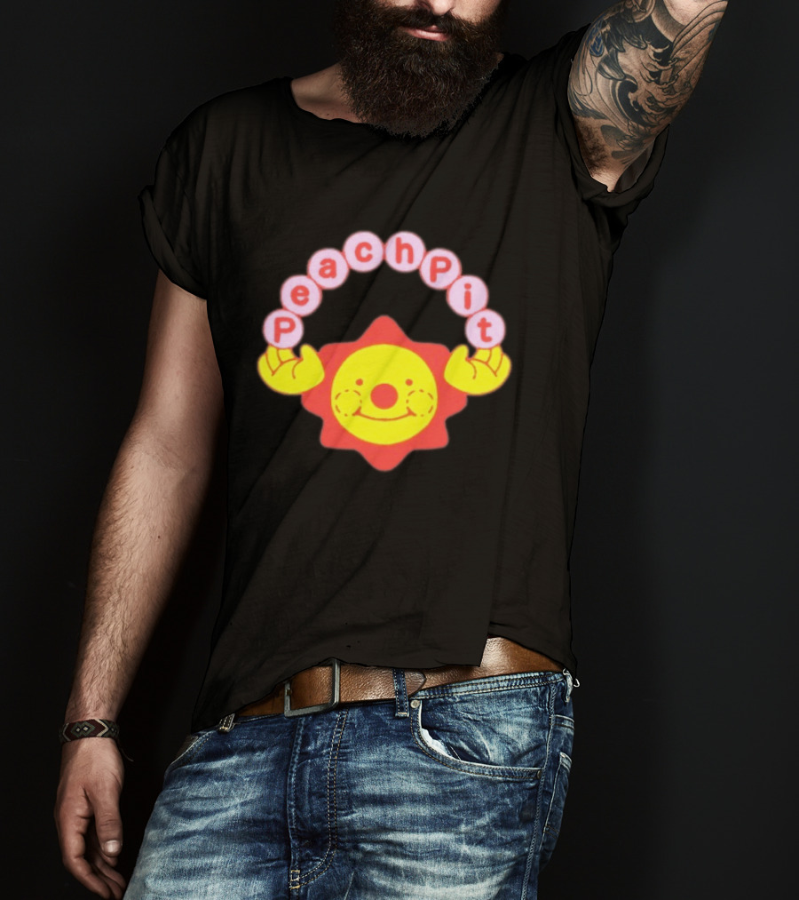 Peach Pit Smiling Sun With Playful Hands T-Shirt