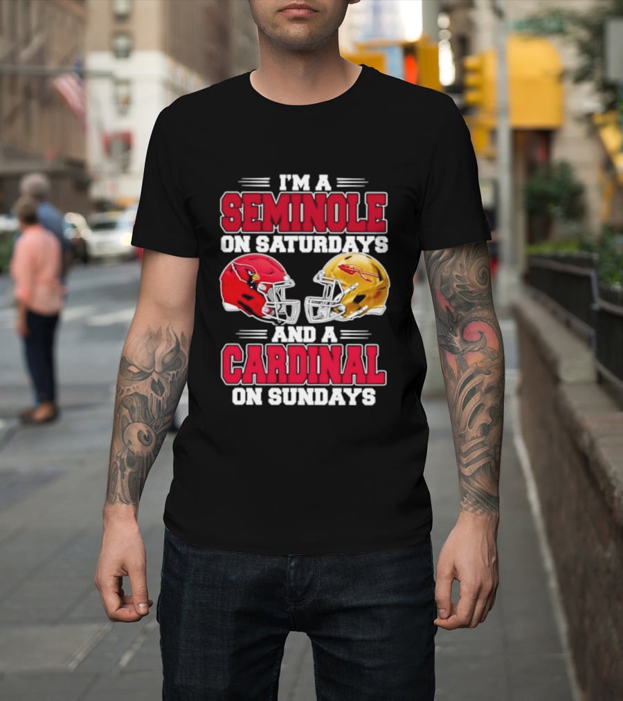 I'm A Seminole On Saturdays And A Cardinal On Sundays Football Helmets T-Shirt