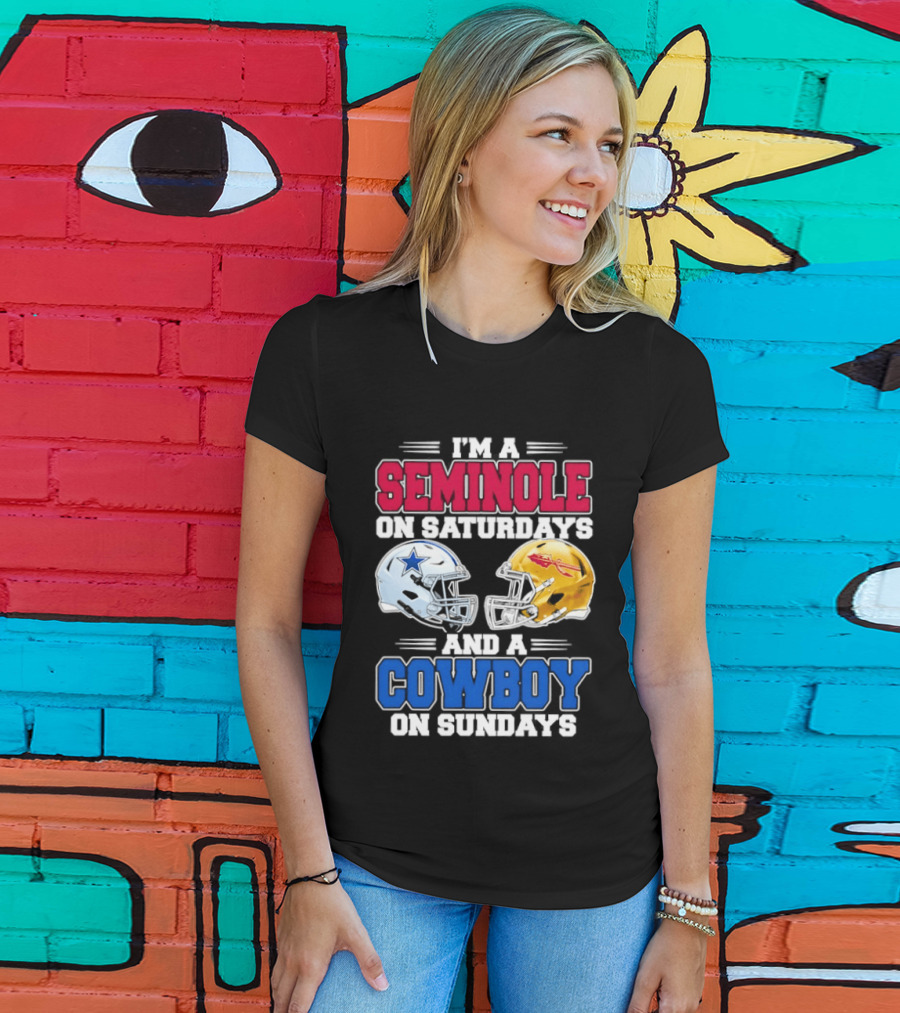 I'm A Seminole On Saturdays And A Cowboy On Sundays Football Helmets T-Shirt