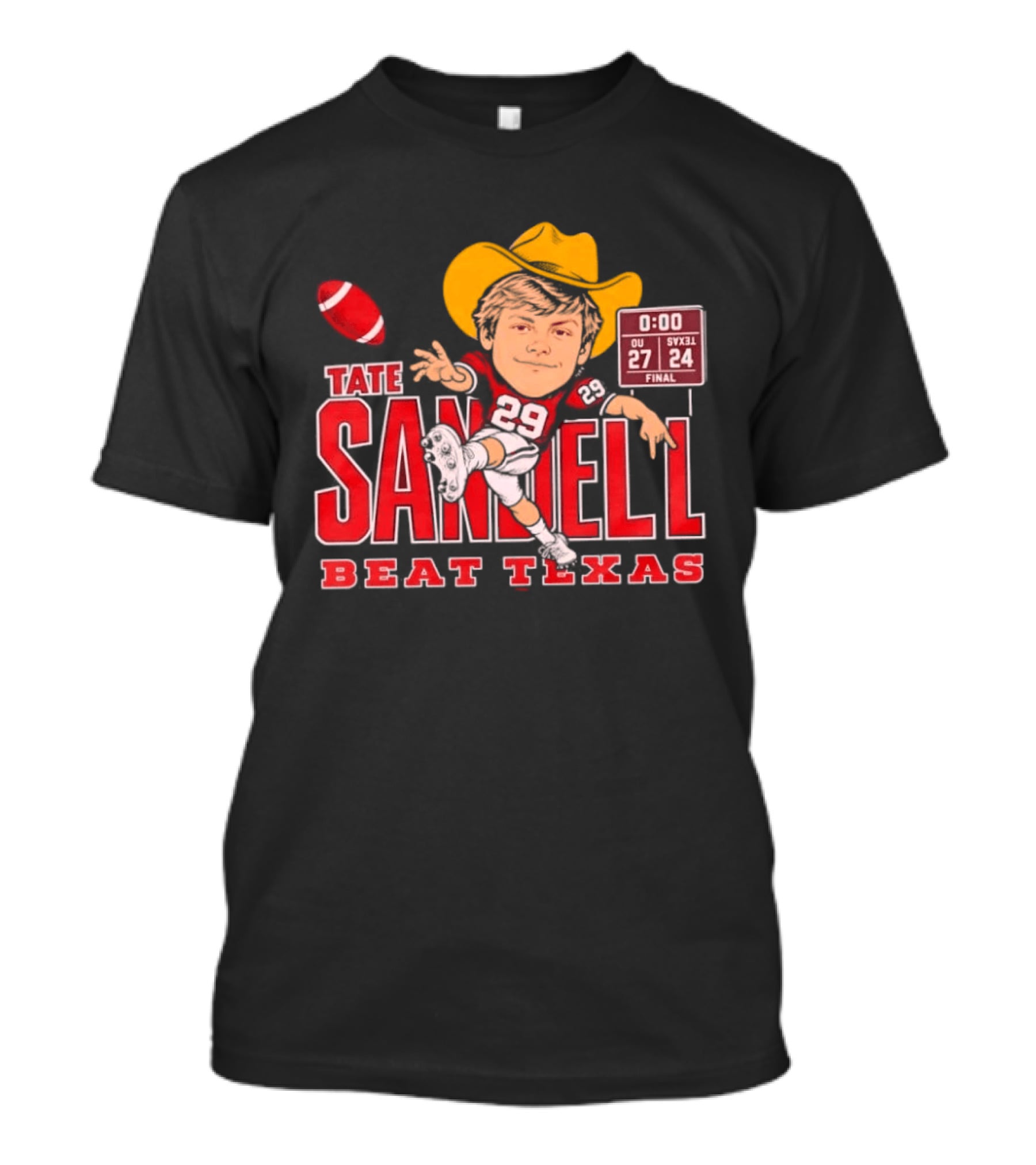 Tate Sandell No 29 OU 27 SVXL 24 Beat Texas Football T-Shirt