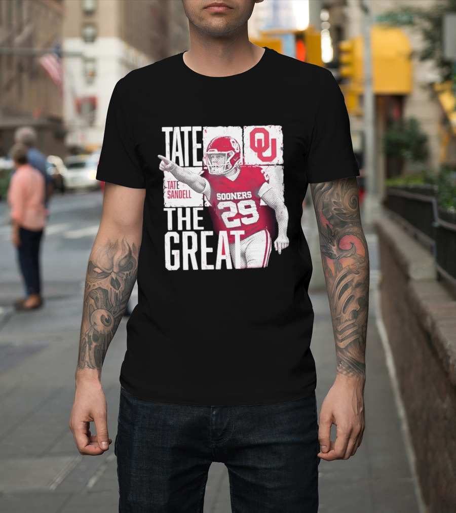 Tate Sandell No 29 Oklahoma Sooners Football Tate The Great T-Shirt
