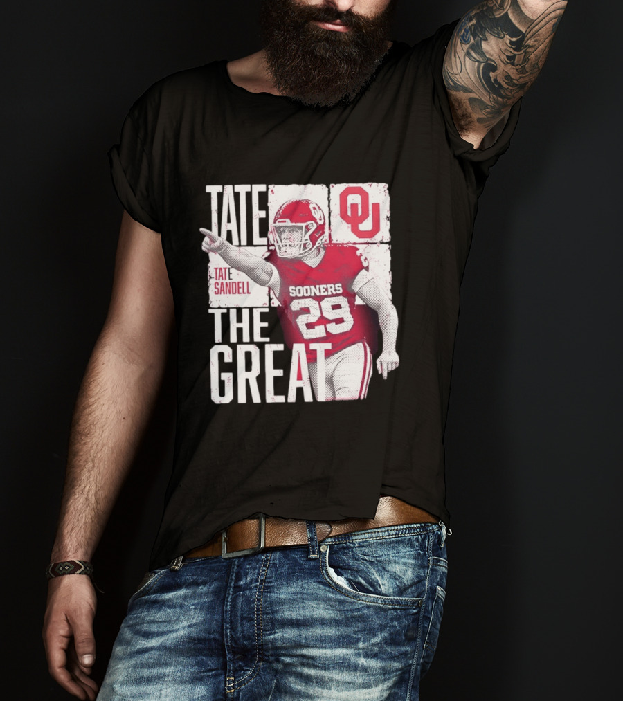 Tate Sandell No 29 Oklahoma Sooners Football Tate The Great T-Shirt