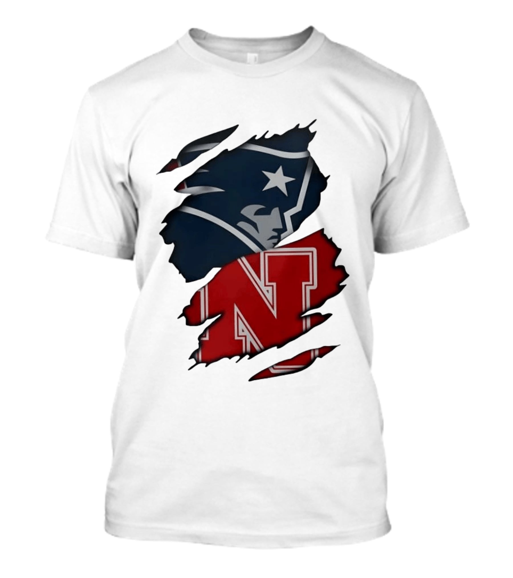 New England Patriots Nebraska Cornhuskers Distressed Logo Mashup T-Shirt