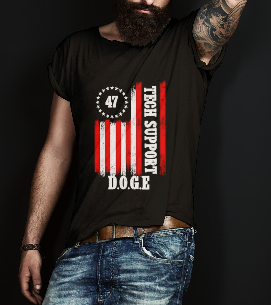 47 D.O.G.E. Tech Support American Flag T-Shirt